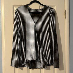 Ann Taylor Blue & White Striped Long Sleeve
